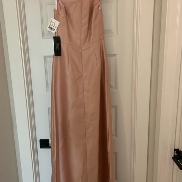 Alfred Sung D778 Toasted Sugar Pink Sleeveless V-Neck Satin Gown Size 0 NWT - Picture 6 of 8